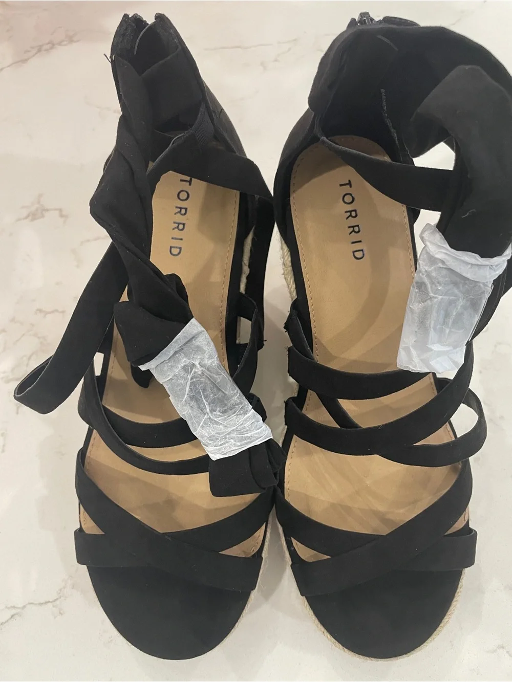 Torrid Black Strappy Espadrille Wedge Sandals size 10WW